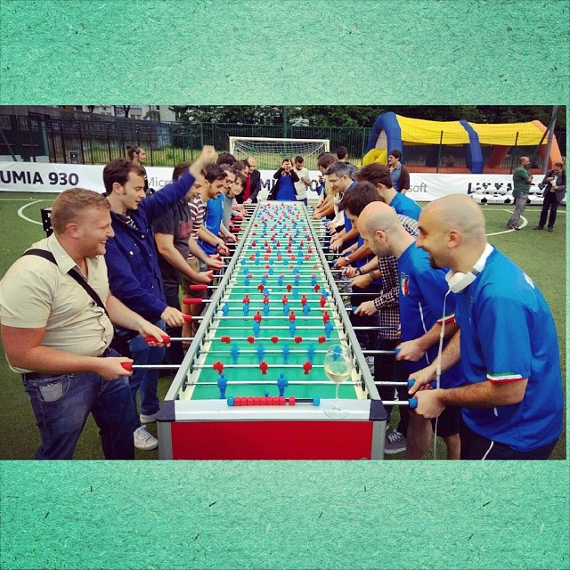 Playing fussball with Nokians at the Lumia 930 event.